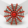 Round Beaded Sunburst Brooch with Crystal Accents in Two Colors view 2