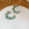 Blue Beaded Hoops