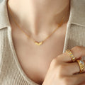 Love Heart Pendant Side Script Necklace Gold Rose Steel view 4