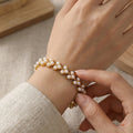 Pearl Chevron Wheat Bracelet Gold Or Steel Stainless Steel view 3