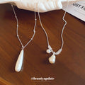 Silver Tone Pearl Pendant Layered Necklaces Statement Jewelry view 4