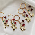 Gold Tone Cherry-Drop Bubble Letter Keychains from A to Z view 2