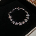 Silver Tone Openwork Flower Rhinestone Link Bracelet view 6