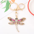Rhinestone Dragonfly Keychain Gold Tone Crystal Bag Charm view 7