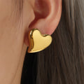 Heart Stud And Hoop Earrings Gold Steel Two-Tone Metal Styles view 1
