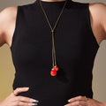 Cherry Resin Pendant Adjustable Sweater Chain Necklace view 4