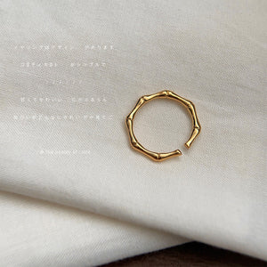 Gold Tone Irregular Bamboo Joint Adjustable Open Ring For Women