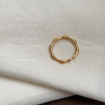 Gold Tone Irregular Bamboo Joint Adjustable Open Ring