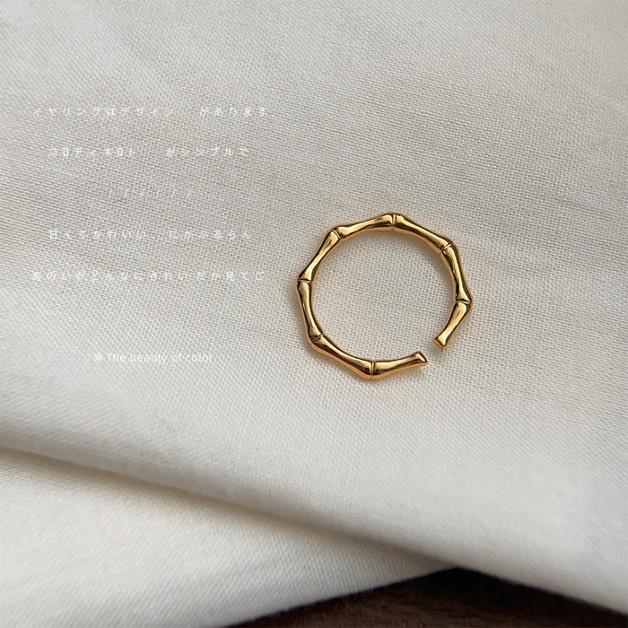 Gold Tone Irregular Bamboo Joint Adjustable Open Ring For Women