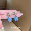 Blue Strawberry Floral Drop Earrings For Women Jewelry view 1