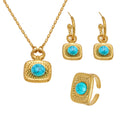 Turquoise and Imitation Pearl Square Jewelry Collection view 5