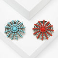 Round Beaded Sunburst Brooch with Crystal Accents in Two Colors view 1