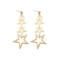Gold Tone Open Star Long Cascade Statement Dangle Earrings view 5