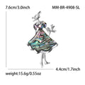 Silver Abalone Shell Girl Rose Dress Brooch Hat Figure Pin view 5