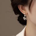 Gold-Tone Rocking Horse Pearl Asymmetric Earrings - One Style view 4