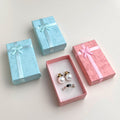 Blue Pink Bow Ribbon Rectangular Jewelry Packaging Boxes view 2