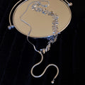 Silver Leaf Sequin Choker Long Snake Chain Drop Tassel view 6