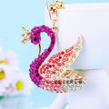 Jeweled Swan Keychain with Layered Gold Tone Wings and Crown view 4