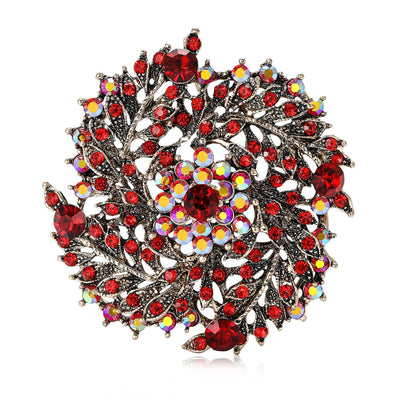 Spiral Crystal Wreath brooch front view on a white background