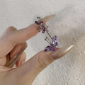 Purple Crystal Butterfly And Branch Ear Cuff With Polished Metal Details view 6
