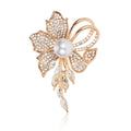 Flower Crystal Pearl Look Two Designs Metal Brooch Pin 6 x 4 cm view 6