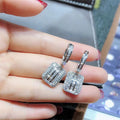 Square Crystal Frame Huggie Drop Earrings With Clear Stone Accents view 4
