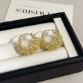 Gold and Silver Beaded Floral Cluster Huggie Earrings view 6