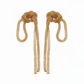 Gold Knotted Chain Tassel Stud Earrings Decorative Jewelry view 5