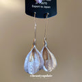Iridescent Shell Petal Drop Earrings with Gold Tone Hooks view 2
