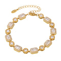 Geometric Square Round Zircon Bracelet Gold Steel Pair view 5