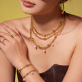 Gold Cuban Oil Drop Disc Necklace Bracelet Pearl Styles view 2
