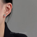 Silver Mini Irregular Heart Stud Earrings Dark Edge view 2