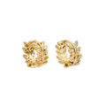 Gold and Silver Crystal Look Olive Leaf Small Huggie Earrings view 5