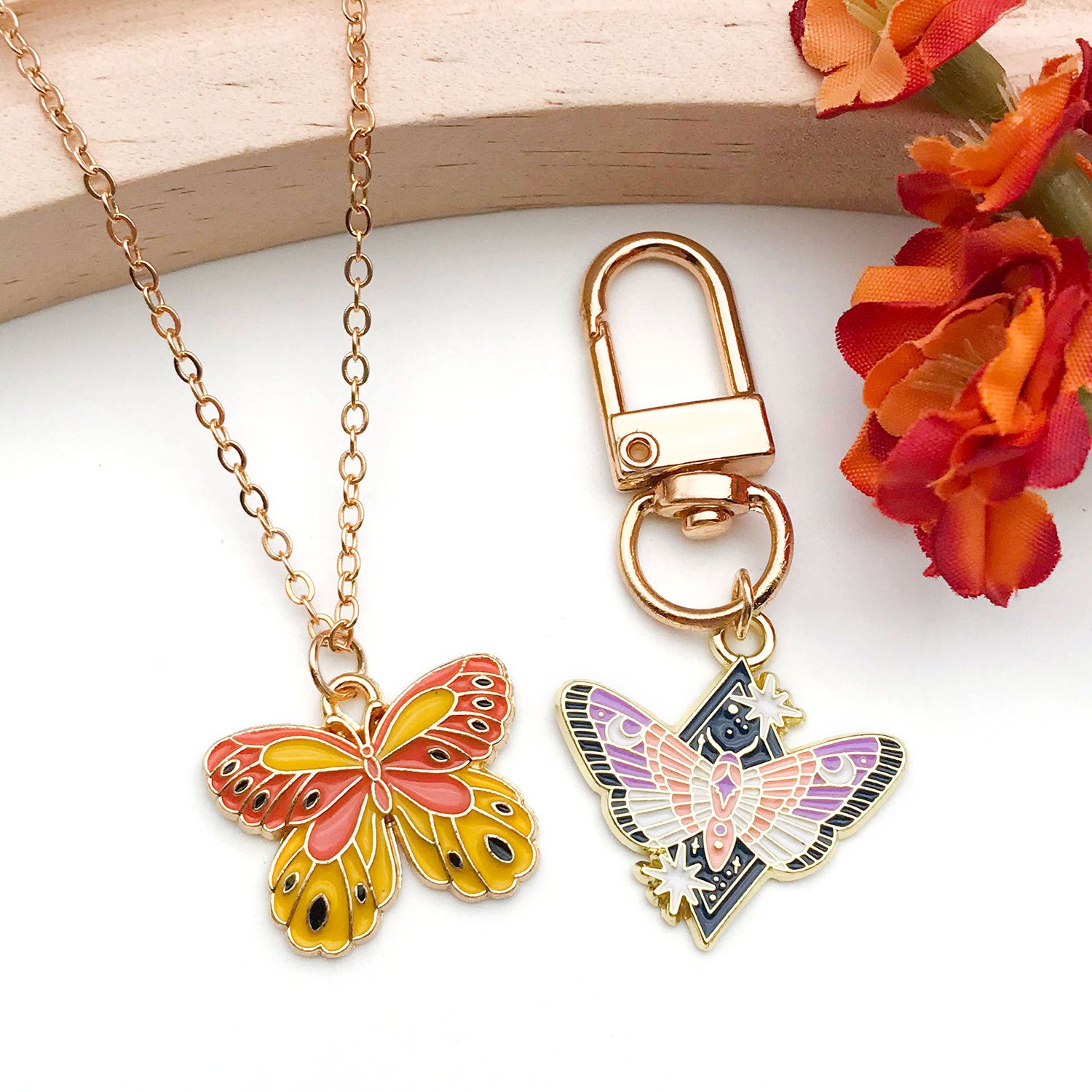 Colorful Enamel Zinc Alloy Flower Animal Butterfly Charm Pendant for Bracelet DIY