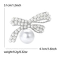 Pearl Bow Brooch In Gold And Silver Tones With Pearl Drop view 7