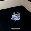 Silver Crescent Ear Cuff With Crystal And Coin Fringe view 4