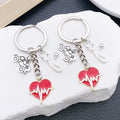 Silver Tone Medical Heart Stethoscope and Ambulance Keychains view 1