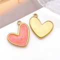 Stainless Steel Color Enamel Heart Charm Pendant for DIY Earrings Necklace