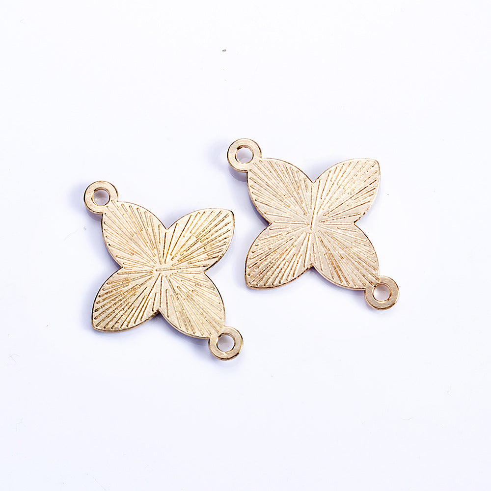 Black and White Four-Leaf Clover Alloy Charm Pendant