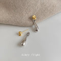 Two-Tone Gold Stud Silver Teardrop Detachable Drop Earrings view 4