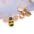 Enamel Zinc Alloy Bee Honeycomb Charm Pendant for DIY Keychain Jewelry Accessories