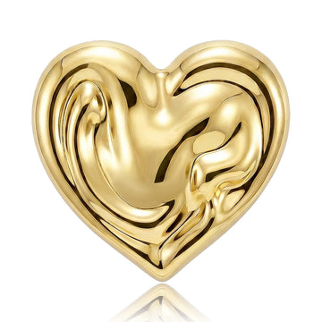 Polished Heart and Hands Brooch in Two Metal Tones