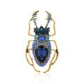 Blue Gold Tone Beetle Crystal Two Designs Metal Brooch Pin view 1
