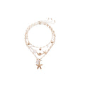 Layered Shell Starfish Pearl Paperclip Chain Necklace Three Piece view 5