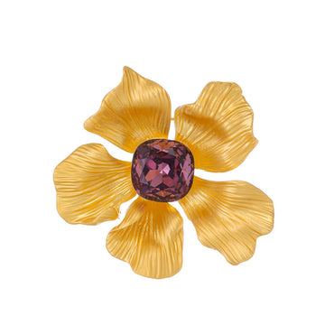 Camellia Crystal Two Designs Metal Brooch Pin 5.6 x 5.3 cm