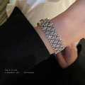 Silver Tone Wide Clear Crystal Multirow Link Bracelet view 2