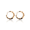 Tortoiseshell Look Broad Polished Ring Round Hoop Earrings view 5