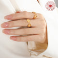 Open Dual Teardrop Cuff Ring Gold and Steel Metal Finish view 3