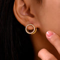 Double-Sided Circle Zircon Huggie Earrings Clear Multicolor view 3