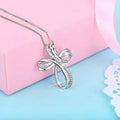 White Gold Twisted Mobius Pendant Necklace Clear Pave view 3